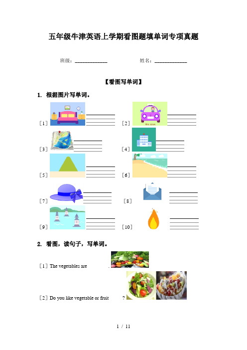 五年级牛津英语上学期看图题填单词专项真题