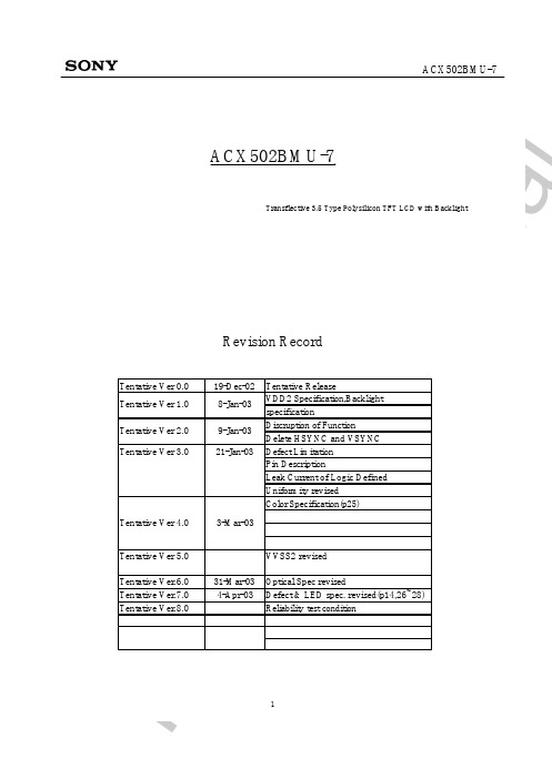 ACX502BMU索尼3.5寸液晶屏