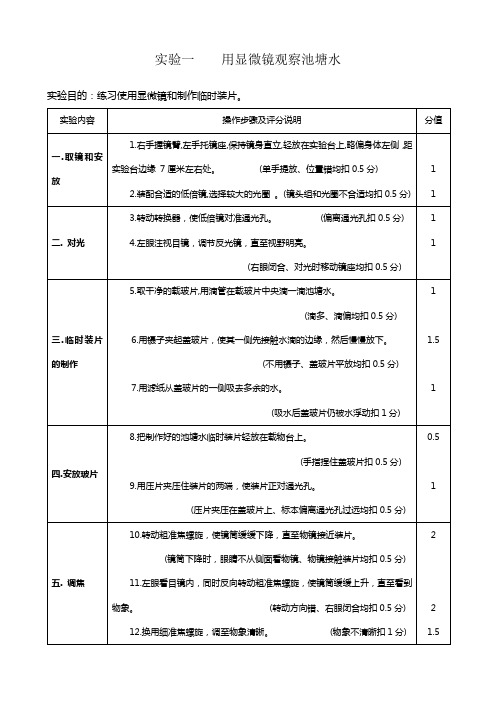 (整理)实验一用显微镜观察池塘水