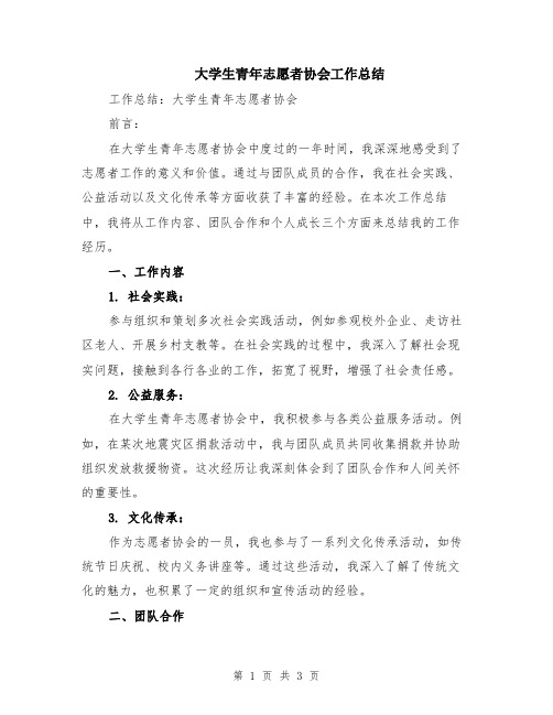 大学生青年志愿者协会工作总结