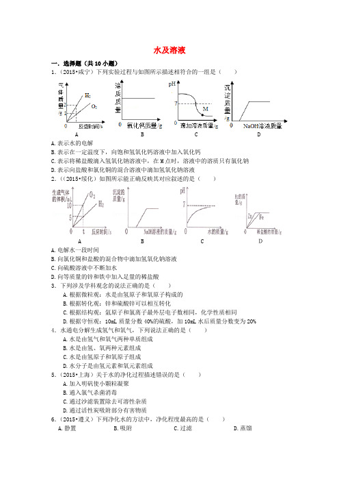 备战中考化学专项选项 水及溶液(含解析)