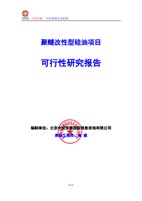 聚醚改性型硅油项目可行性研究报告编写格式及参考(模板word)