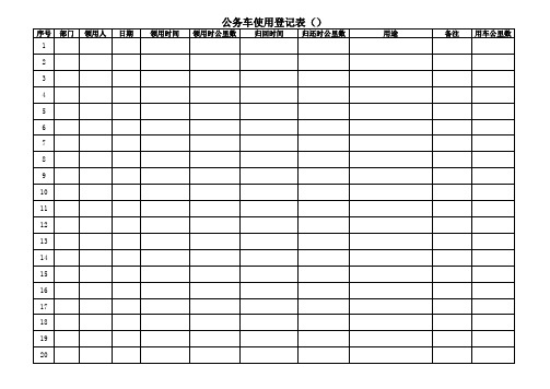 公务车使用登记表