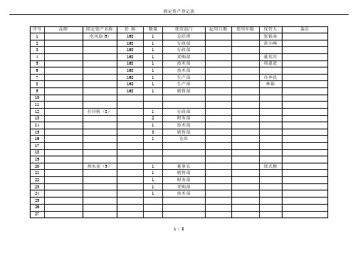 固定资产登记表