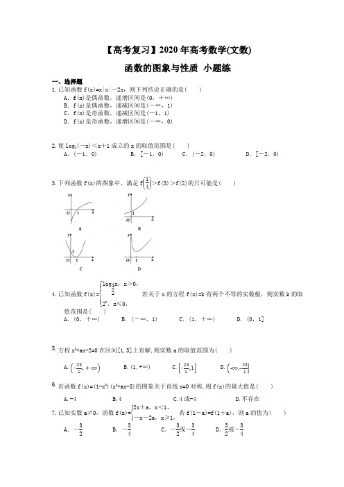 【高考复习】2020年高考数学(文数) 函数的图象与性质 小题练(含答案解析)