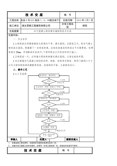 加气块砌筑技术交底(终)