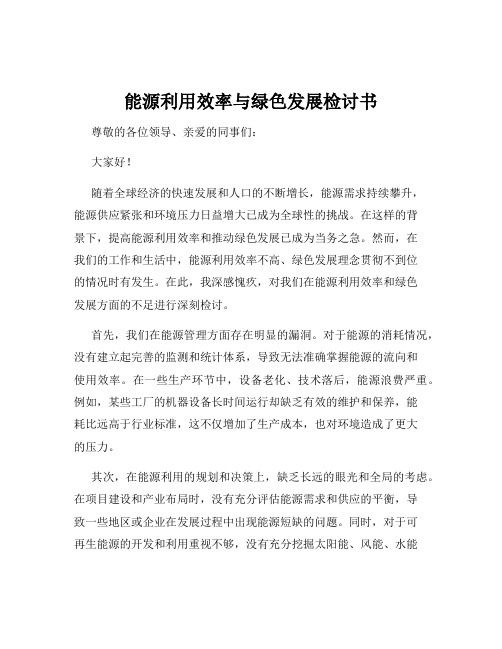 能源利用效率与绿色发展检讨书