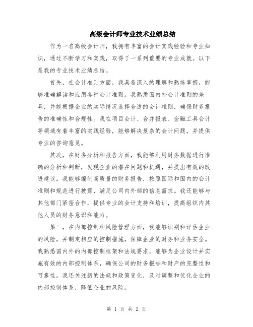 高级会计师专业技术业绩总结