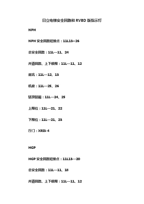 日立电梯安全回路和RVBD版指示灯