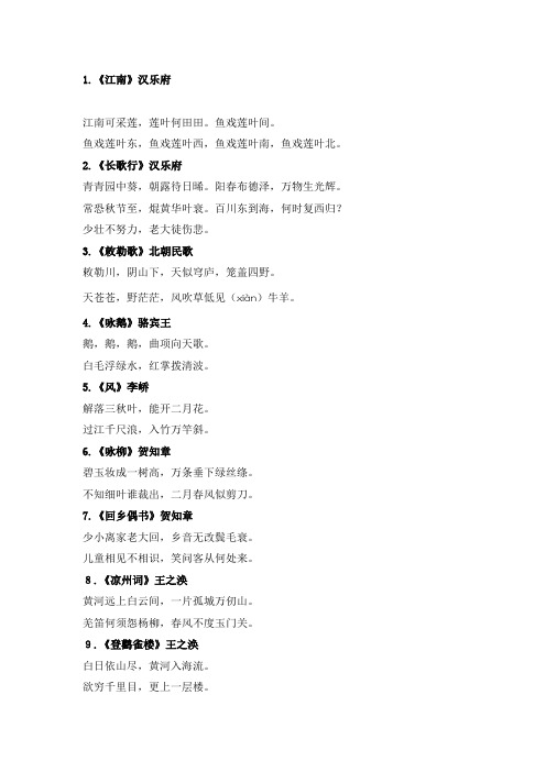 最新2022年_小学生必背古诗词【精选75首】