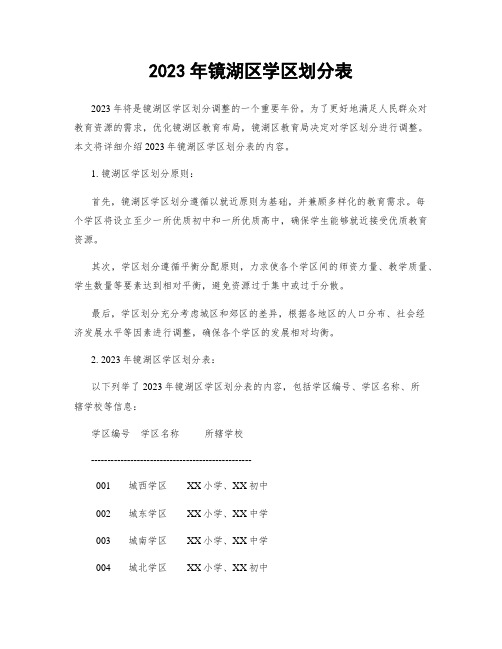 2023年镜湖区学区划分表