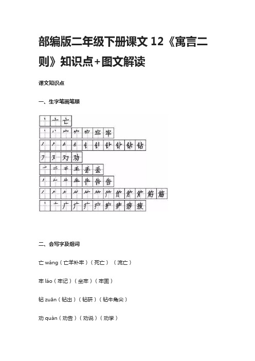 部编版二年级语文下册课文12《寓言二则》知识点+图文解读