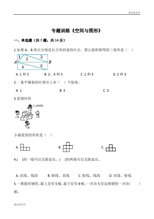 2020小升初数学专题训练《空间与图形》(通用含详解)