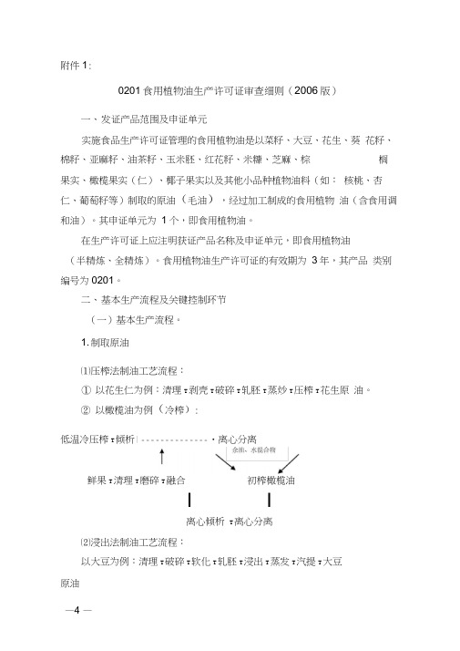 食用植物油生产许可审查细则