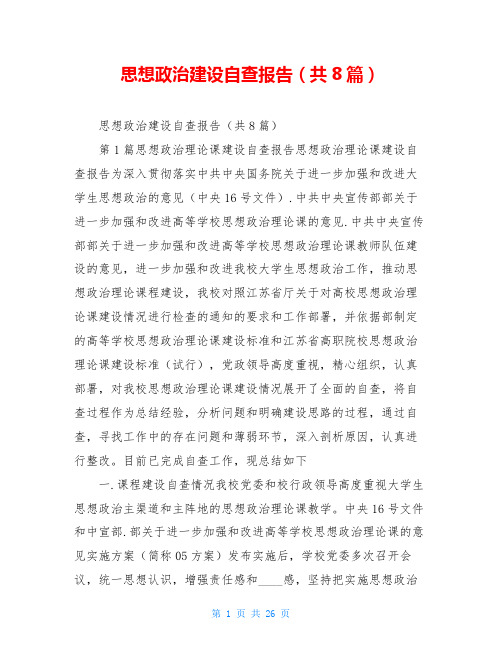 思想政治建设自查报告(共8篇)