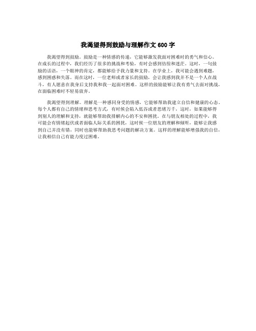 我渴望得到鼓励与理解作文600字