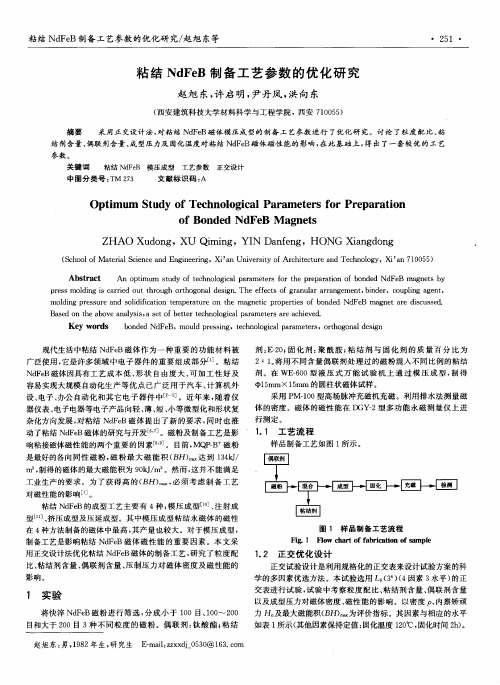 粘结NdFeB制备工艺参数的优化研究