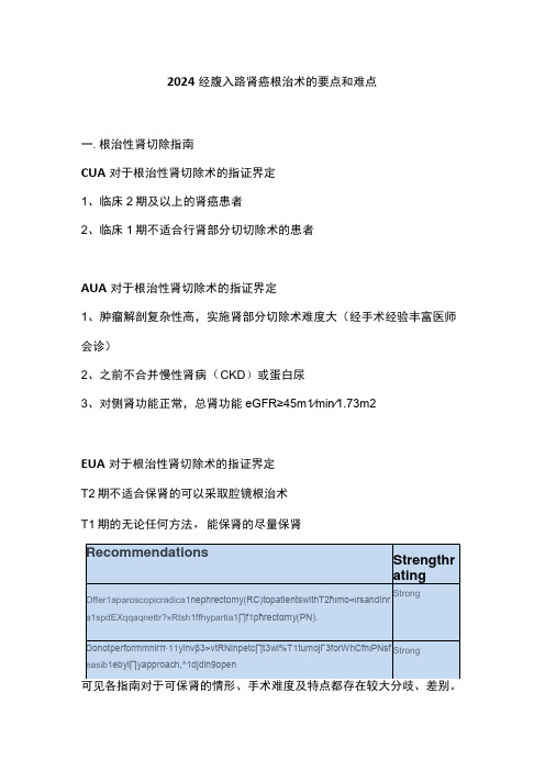 2024经腹入路肾癌根治术的要点和难点