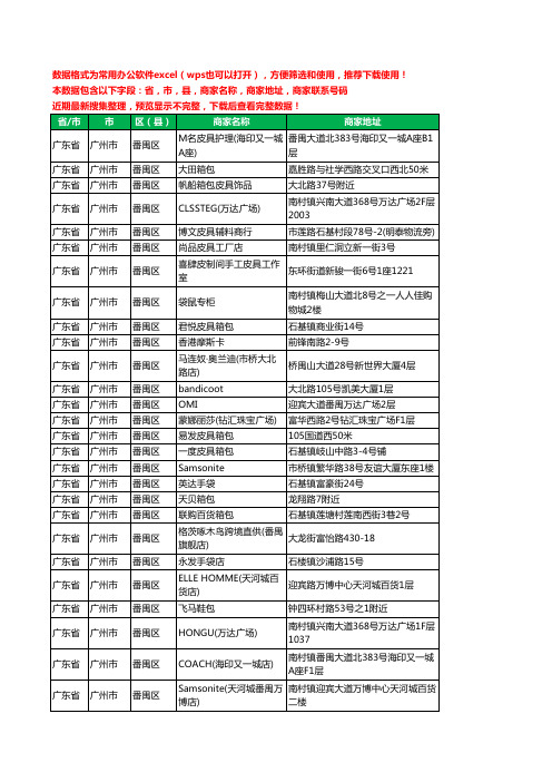 2020新版广东省广州市番禺区箱包工商企业公司商家名录名单黄页联系电话号码地址大全111家