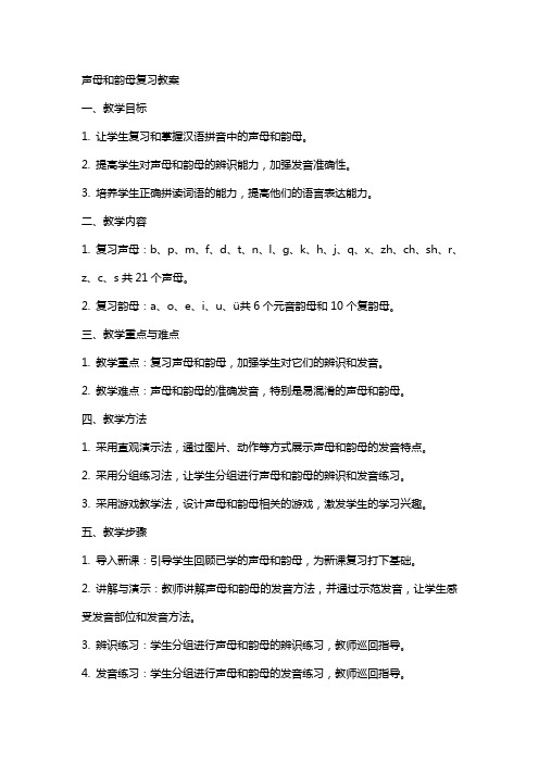 声母和韵母复习教案