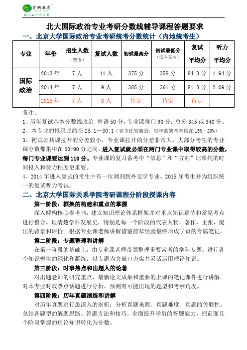 北京大学国关学院国际政治专业复试分数线考试难度报考人数答题要求-育明考研考博