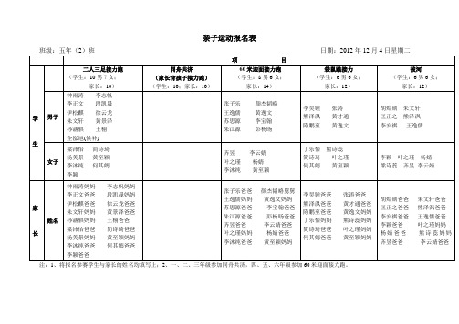 亲子运动报名表
