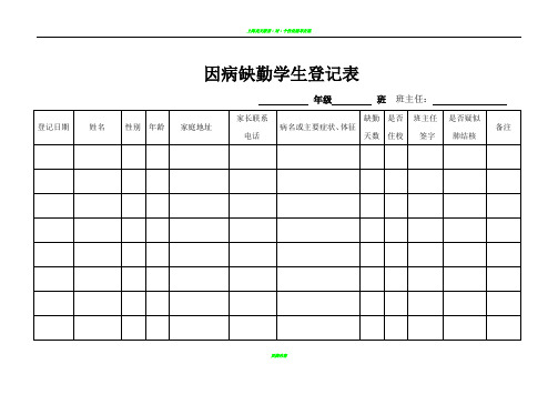 因病缺勤病因追查与登记记录表