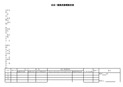 核销报告表