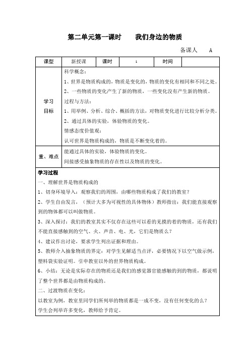 六年级下册科学第二单元电子教案