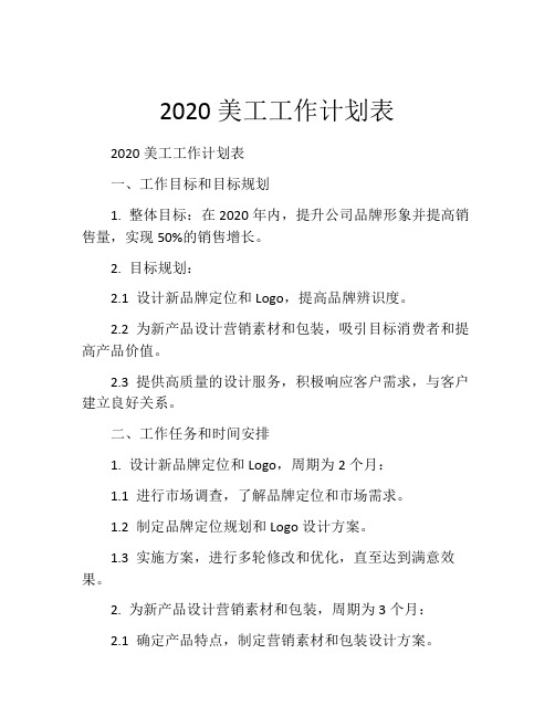 2020美工工作计划表