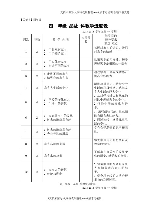 【四年级】北师大版四年级上册品社全套教案供参考