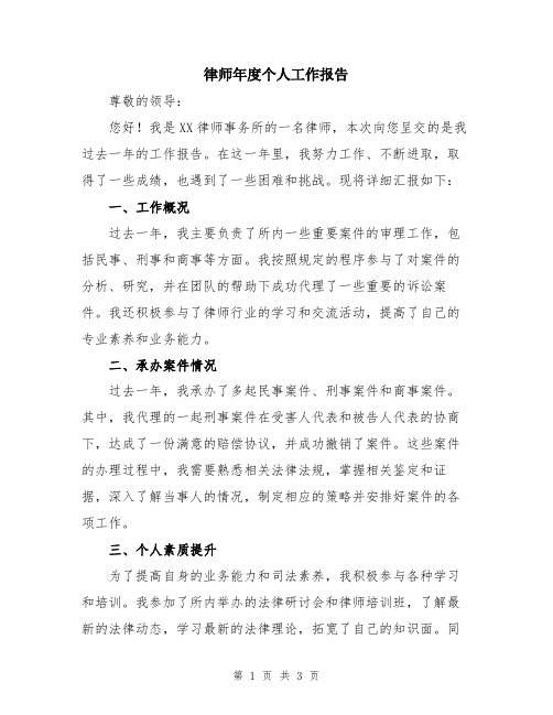 律师年度个人工作报告