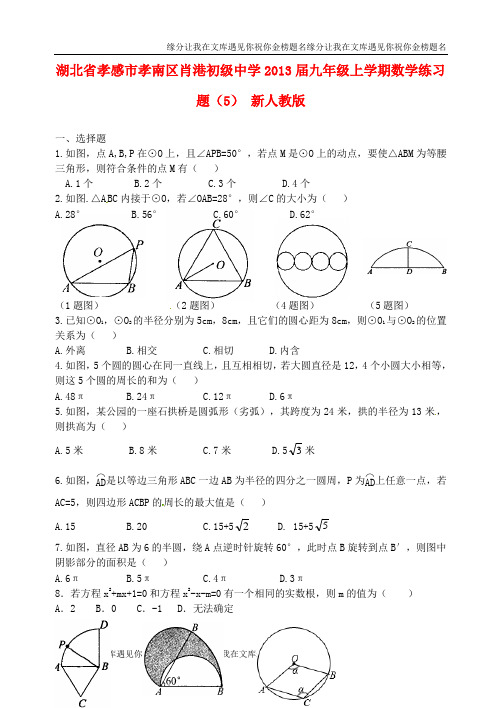 湖北省孝感市孝南区肖港初级中学九年级数学上学期练习题(5) 