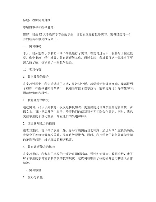 教师实习报告月报