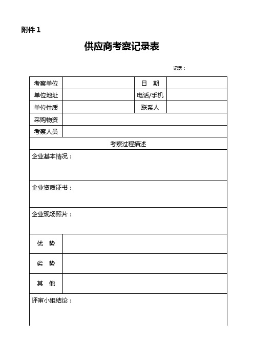 供应商走访考察记录表