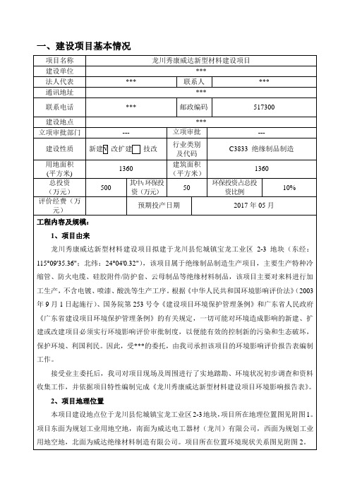 某新型材料建设项目环评报告表