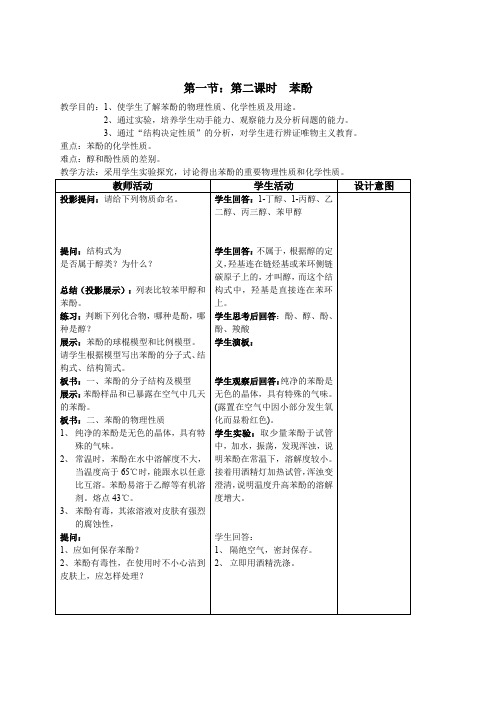 高中高中二年级有机化学基础-苯酚