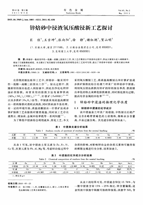 锌焙砂中浸渣氧压酸浸新工艺探讨