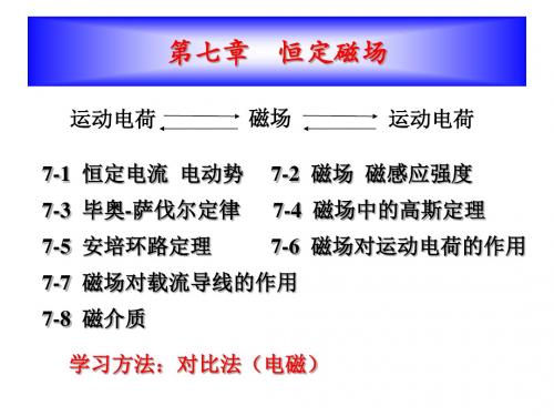 大学物理课件第七章恒定磁场-70页PPT精选文档