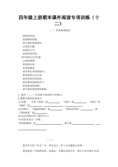 四年级上册语文期末课外阅读专项训练(十二).pdf