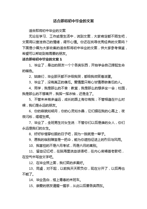 适合即将初中毕业的文案