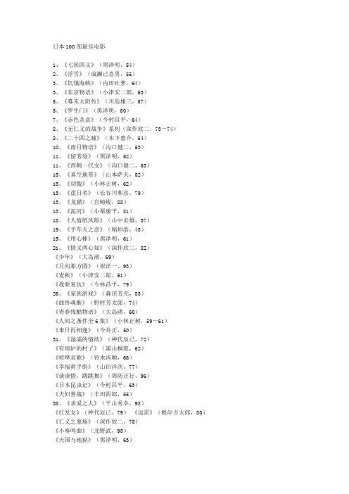 日本100部最佳电影