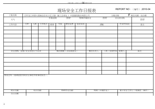 安全工作日报表