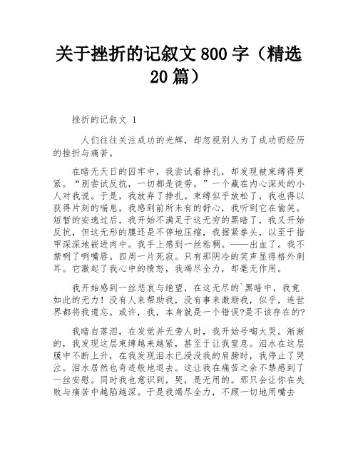 关于挫折的记叙文800字(精选20篇)