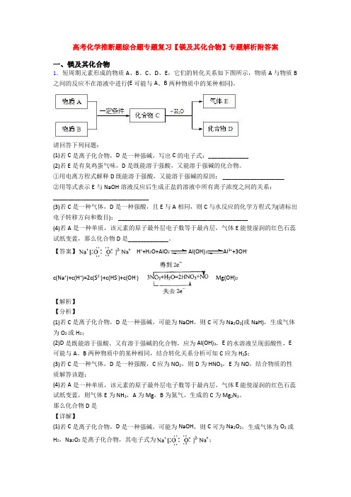 高考化学推断题综合题专题复习【镁及其化合物】专题解析附答案