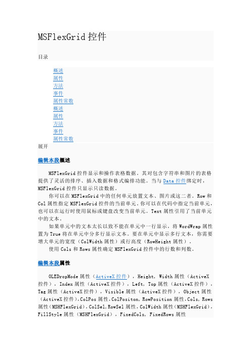 MSFlexGrid控件详解
