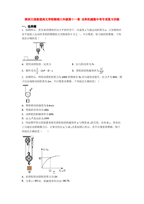 深圳大浪街道尚文学校物理八年级第十一章 功和机械能中考专项复习训练