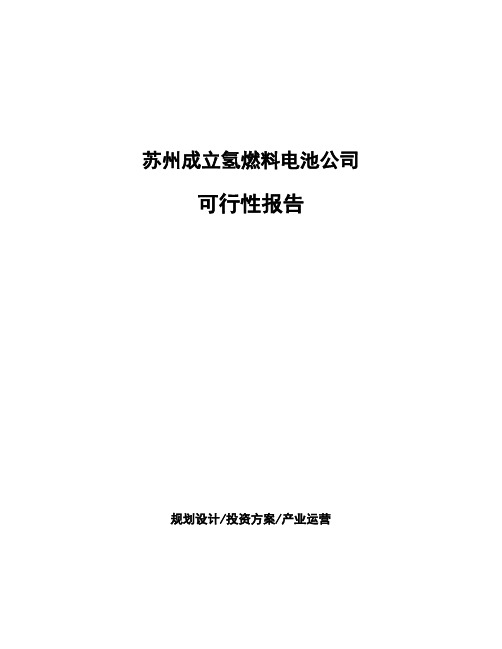 苏州成立氢燃料电池公司可行性报告