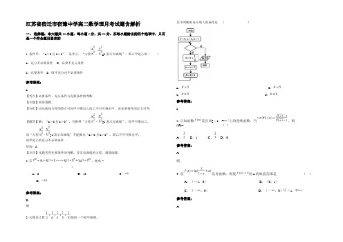 江苏省宿迁市宿豫中学高二数学理月考试题含解析