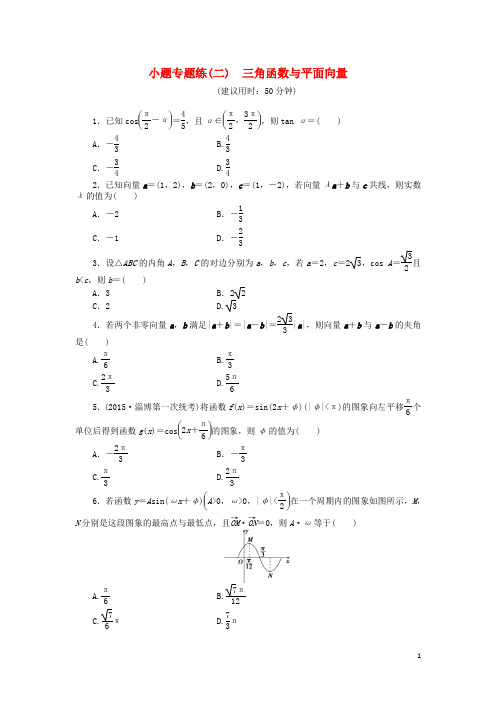 优化方案(山东专用)高考数学二轮复习 小题专题练(二)